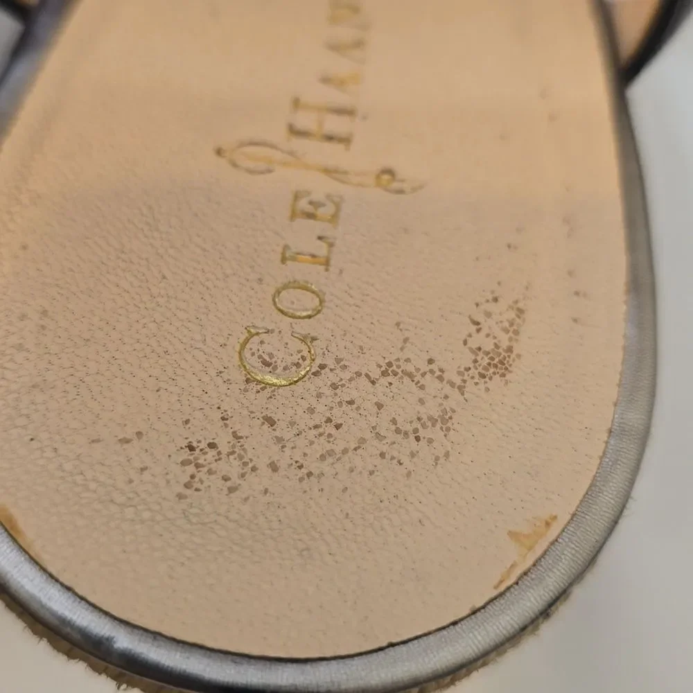 COLE HAAN ☆‎ Hart Criss Cross Wedge Espadrille Sandals Black Leather Size 10B